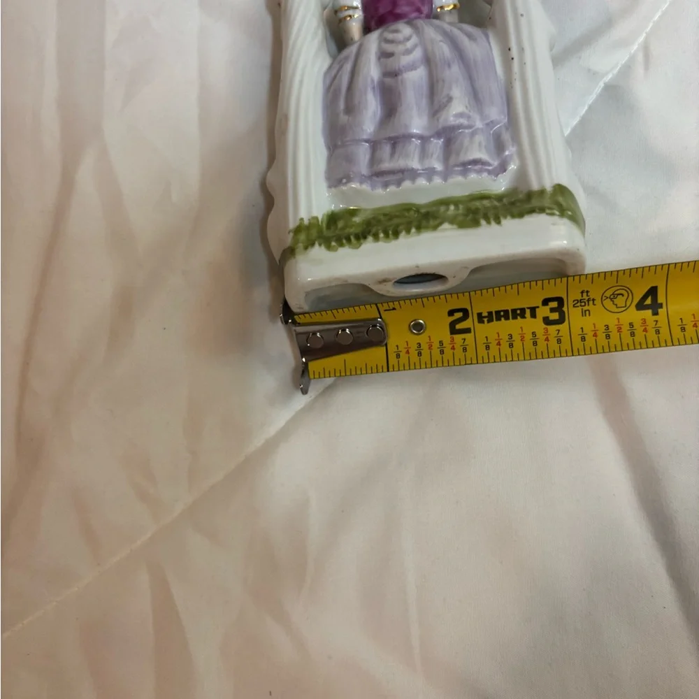 Vintage Girl Under Trellis Figurine Southern Belle Lavendar Dress Ceramic Decor
